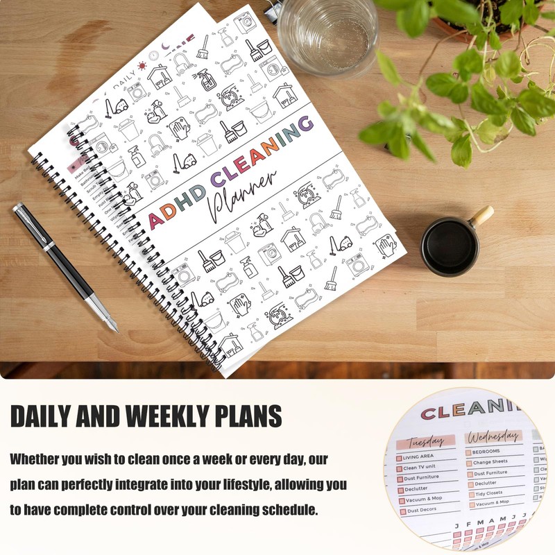 ADHD Cleaning Planner,Cleaning Schedule and Checklist Organizer,Bundle Household Cleaning Schedule