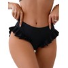 WDIRARA Women's Ruffle Bikini Bottoms High Waist Full Coverage Swim