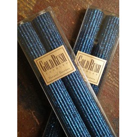 Beeswax Glitter Candles by Gold Rush, 8 Inch Sapphire Color, Boxed Set of 2 Candles