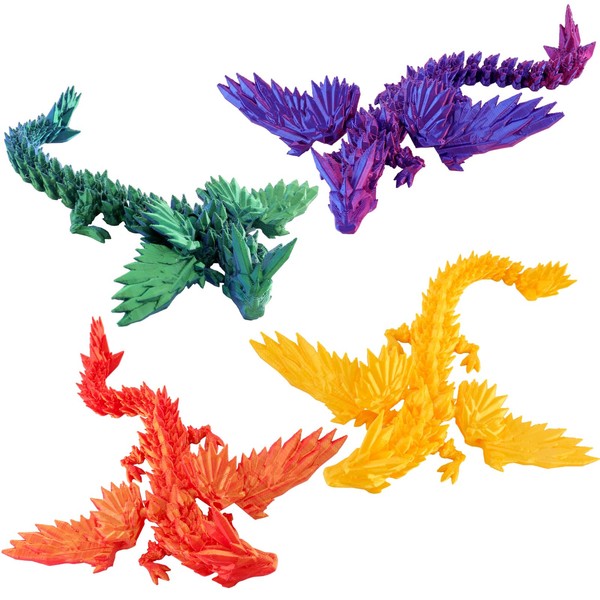 TAIHOBO 4PCS 3D Printed Dragon Toys, 3D Dragon Fidget Toy,