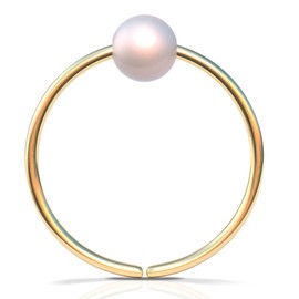 Tiny Gold Hoop Earring- 20G Pearl Cartilage Earring- 8mm Gold Filled Helix Hoop Earring