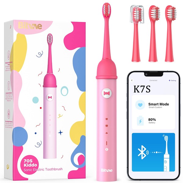 Bitvae K7S Kids Electric Toothbrush for Age 4+, Rechargeable Power