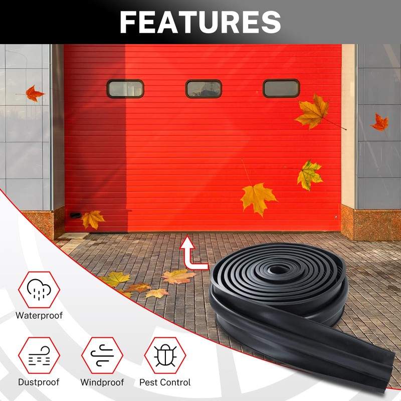 NATGAI 20FT Garage Door Seal Bottom Rubber, EPDM Weatherproof Strip,