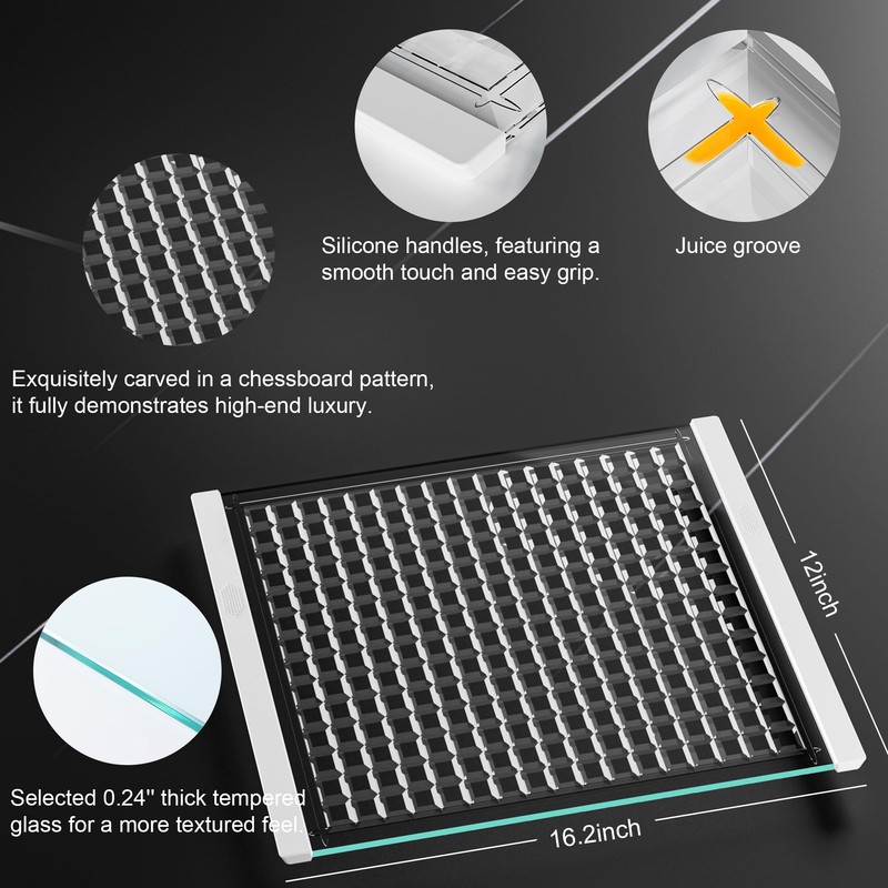 Luxury Artisan Mosaic Glass Cutting Board with Juice Groove -