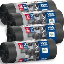 Anna Zaradna Extra Strong Bin Liners 35 L Bin Bags 35 L Extra Strong Tear-Resistant and Reliable for Household and Office Pack of 60