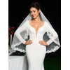 AiberLisha Pearl Fingertip Length Floral Wedding Bridal Veil with Comb