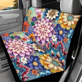 Dolyues Boho Mandala Car Seat Covers Protector for Women/Men Flower Back Seat Backrest Covers for Cars Non Slip Rear Bottom Bench Seat Cover
