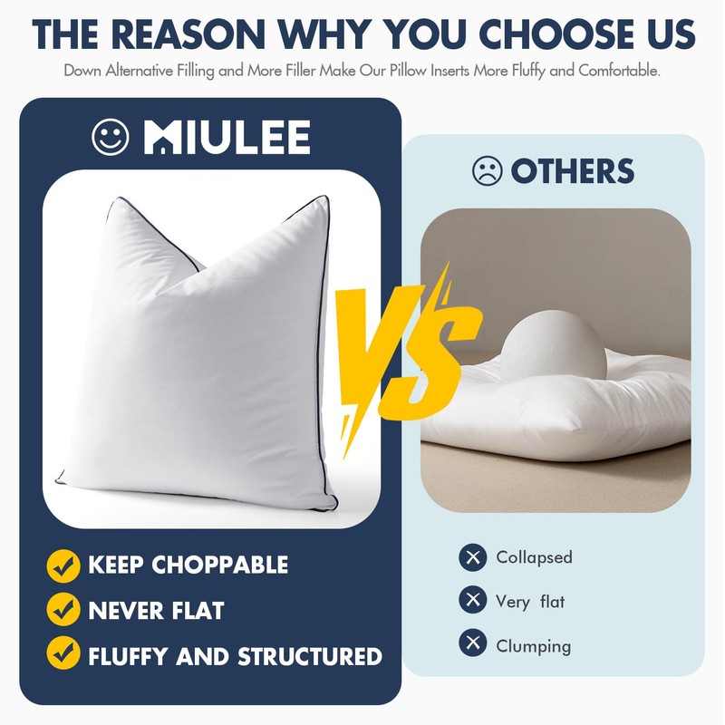 MIULEE 12x20 Pillow Inserts, Fluffy Down Alternative Filling Pack of