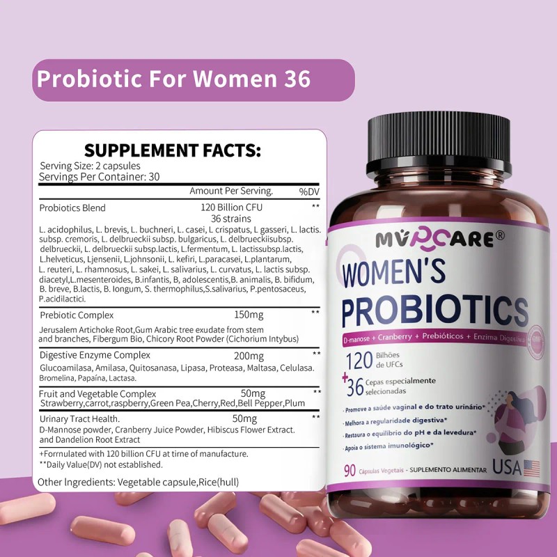 Probiticos Mujer Urinario Intestinal Vaginal 90 Cpsulas Sin Sabor