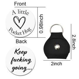 Inspirational Pocket Hug Token Gift - Keep Fucking Going Keychains for Best Friend Encouragement Gifts for Women Men Birthday Christmas Gift for Son Daughter Student Motivational Leather Keychain