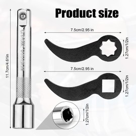 3pcs Adapter Head Tool, Half Shaft Tool Fit for Square & Plum Blossom Shape Profile Crowbar Half Shaft Wrench Car Repairing Adjustable Angle Head Pry Bar for Tighting Small Space