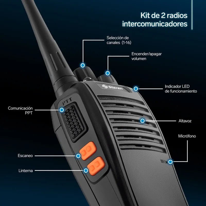 Kit De 2 Radios Intercomunicadores | rad-010 Negro - 2 Piezas