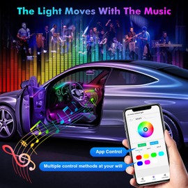 Interior Lighting, Interior Lighting Car Light Strips, 18 in 1 128 Colourful Acrylic Fibre Optic Strips, Bar RGB Universal Decoration Atmosphere, App Control, Ambient Lighting for All Cars