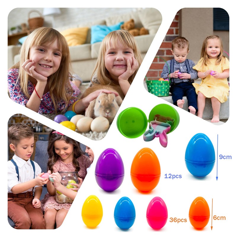 Edmirfun Filled Easter Eggs Fidget Toys, 48PCS PreFilled Easter Eggs