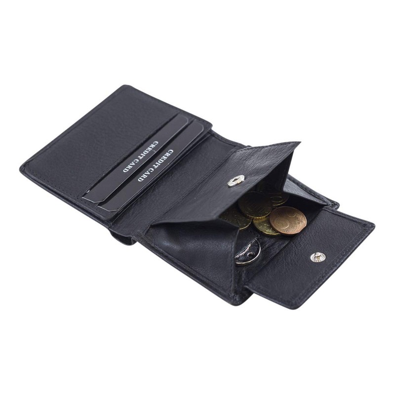 Small wallet JOCKEY CLUB, Genuine Leather, black - ''LEAS Mini-Edition''