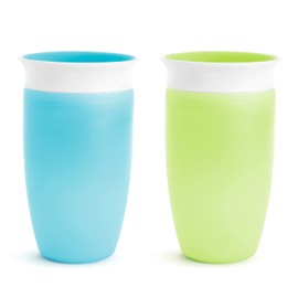 Munchkin Munchkin? Miracle? 360 Toddler Sippy Cup, Spill Proof, 10 Ounce, 2 Pack, Green/Blue