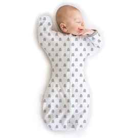 Amazing Baby Transitional Swaddle Sack with Arms Up Mitten Cuffs, Tiny Bear, Sterling, Small 0-3 Months