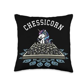 Chess Player Chessboard Checkmate Board Game Strategy Game Player Grandmaster Chess Unicorn Throw Pillow, 16x16, Multicolor