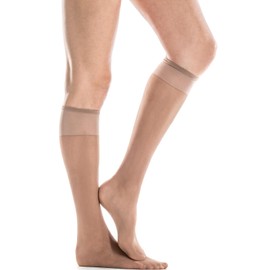 SSilkies Women's Knee Highs 3-Pair Pack - Sheer Knee High Nylons for Women - Queen Beige