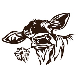 GRAZDesign Wall Tattoo Happy Cow Head Wall Sticker Kitchen Living Room Hallway Farm Sticker in Many Sizes 60 x 57 cm Brown