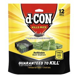 d-CON Refillable Corner Fit Mouse Poison Bait Station, 1 Trap + 12 Bait Refills