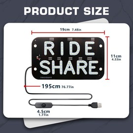 YSY LED Car Window Accessory Sign RIDESHARE for Ride Share Drivers taxi light - 6ft. USB Cable [On/Off Switch] (Green)