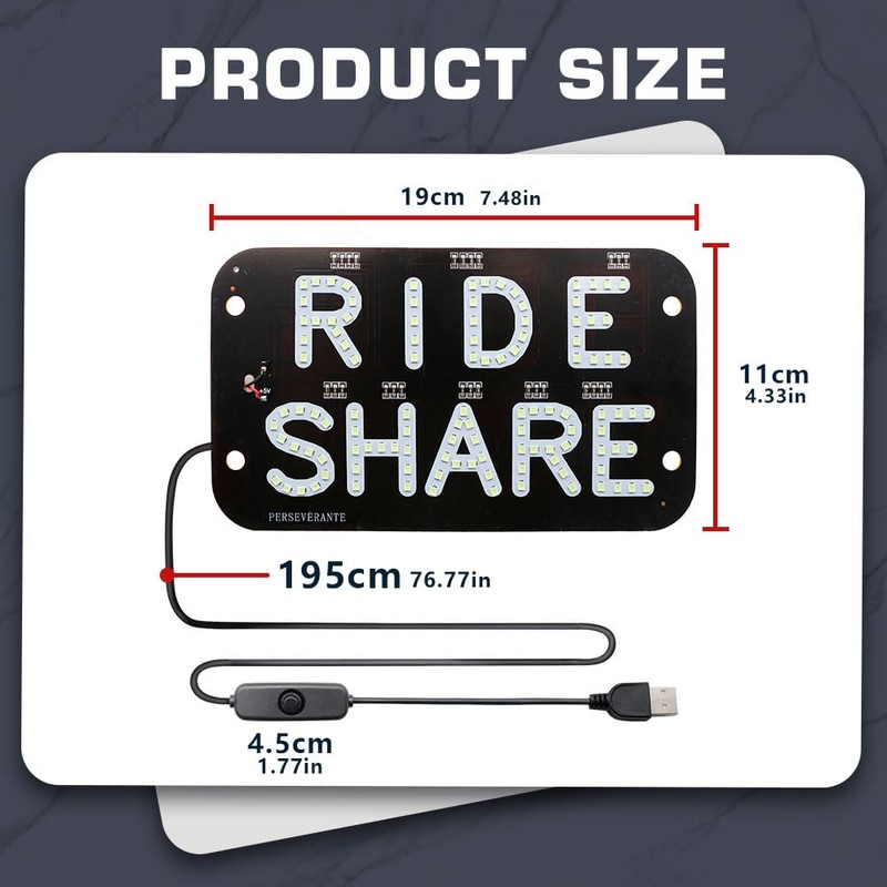 YSY LED Car Window Accessory Sign RIDESHARE for Ride Share
