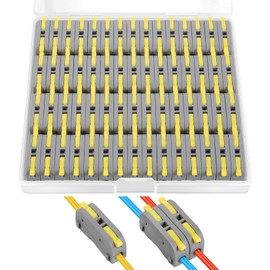 XHF 60 Pcs Yellow Conductor Compact Connectors Lever Nuts, Electrical Wire Terminals for Any Circuit Inline Splices 28-12 AWG (SPL-1)