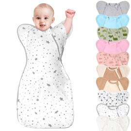 Knirose 3-Way Wearable Swaddle Blankets Sleep Sacks with Arms Up, Hands Up Sleeping Sack Easy Diaper Changing Sleeping Bag for Baby Boy Girl Newborns Transitions to Arms-Free Calms Startle Reflex