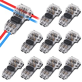 10pcs T Type 1 Pin Wire Connector 1 Way Quick Solderless Wire Splice Connector Universal T Tap Wire Connectors No Stripping for Mid-Span Branching in Wires Connection with Locking Buckle