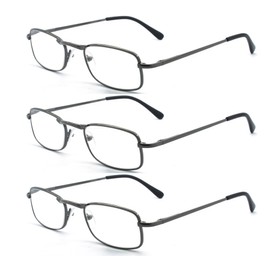 EYE ZOOM 3 Pack Vintage Metal Reading Glasses for Men and Women, (Gunmetal, +2.75)