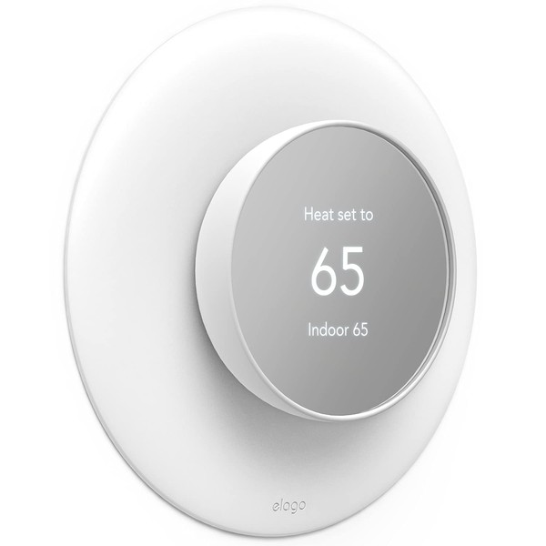 elago Wall Plate Cover Plus 2 Compatible with Google Nest Thermostat 2020 [Snow] - Durable Polycarbonate Material, Easy Installation, Complementary Design, Perfect Fit