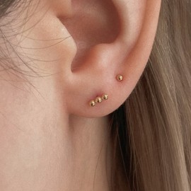 Leang 14K gold field triple ball earrings (1 piece) / 르앙 14K 골드필드 트리플 볼 귀걸이 낱개(1개)