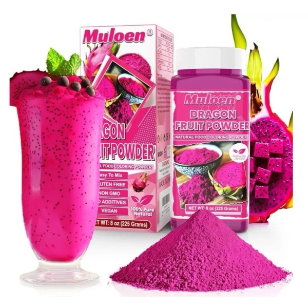 Muloen NEW DRAGON FRUIT POWDER, NON GMO, NO ADDITIVES, VEGAN,