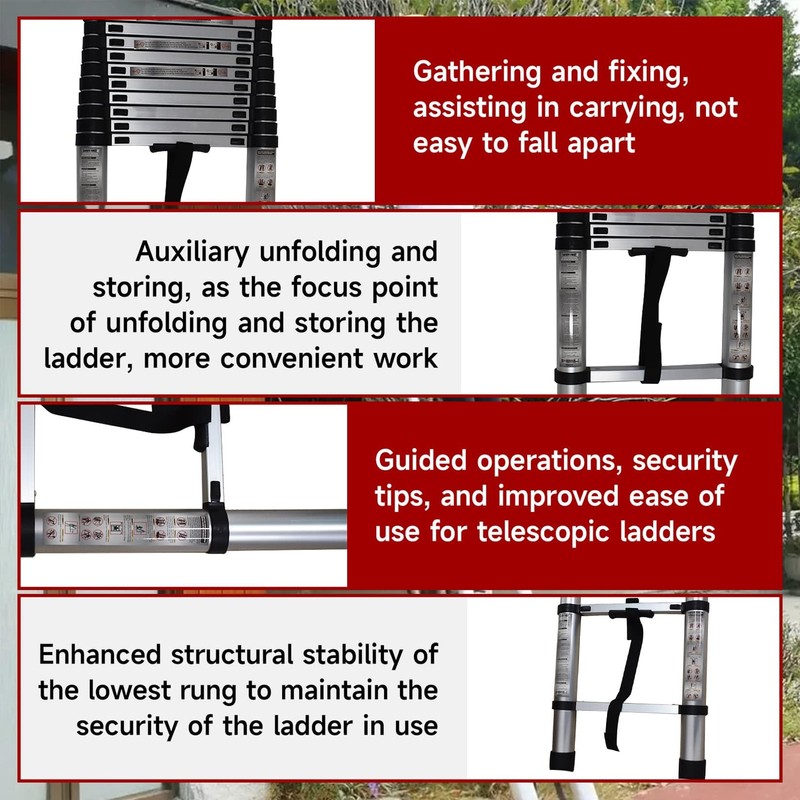 findmall 10.5FT / 3.2M Aluminum Telescopic Ladder Folding Step Inward