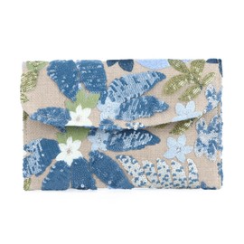 Jywmsc 2025 Summer Clutch Bag for Women Flowers Beaded Purse Vintage Embroidery Sequins Evening Clutch for Formal Weddings, blue