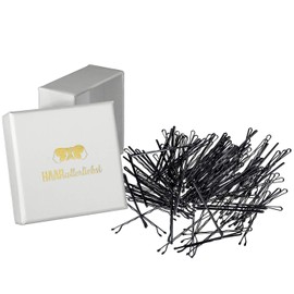 HAARallerliebst Hair Clips (100 Pieces | Black | 5 cm) with Box for Storage (Box Colour: White)