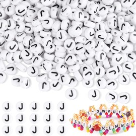 Yholin Letter Beads, Letter J Beads for Friendship Bracelets Making Kit, DIY Jewelry Making Supplies Alphabet Beads, 1500pcs