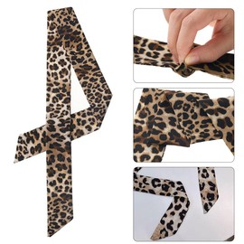 Cerioll Women's Skinny Scarf, Fashion Leopard Headband Neckerchief, Women's Scarf with Leopard, Skinny Silk Scarf, Satin Ribbon Silk Cloth, Tie Headpiece, Hair Scarf, Handbag, Grip Tape