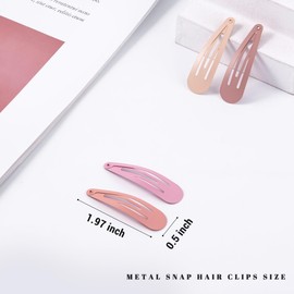 Cptots 48 PCS Small Metal Barrettes For Women Non Slip Water Drop Snap Clips For Thick Thin Fine Hair Classic Accessories,Gradient Pink,1.97 x 0.5 In