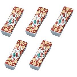 Yamako Japanese Mino-yaki Ceramic Chopstick rest (5 pieces set) Nishiki Red From Japan 15508