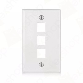 Unbranded Wall Plate 3 Port White Keystone Jack for RJ45 HDMI, USB, A/V Connectors
