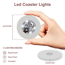 AUSTUFF LED Coaster, 40 Pcs Light Up Coasters for Drinks,LED Bottle Lights for Liquor Bottles,LED Stickers Coaster Light Up for Nightclubs,Clubs,Weddings,Bars,Party