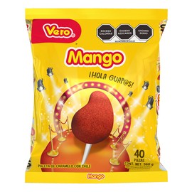 Paleta de Caramelo con Chile Sabor Mango Paquete 40 Piezas