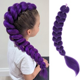 Purple Braids Ponytail 26" Pre Braided Hair for Halloween Costume Cosplay