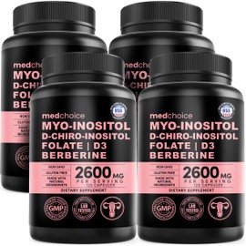 14-in-1 Inositol Supplement & Hormone Support for Women - 40:1 Myo-inositol & D-Chiro Inositol Ovarian Support Capsules for Hormone Balance with Folate, Vitamin D and B12 (120 count) (Pack of 4)