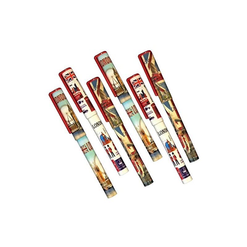 Souvenirs 6 pcs London Landmark Cap Pens, Great British and