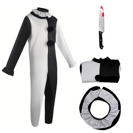 rericonq Kids Clown Costume for Kids 5Pack Jumpsuit Mask Gloves with Plastic Knife Outfit for Cosplay