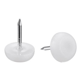 sourcing map Furniture Feet Nail Plastic Glide Nails Chair Table Leg Protector Pads 12mm Dia White 80pcs