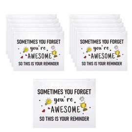 Reginary 50 Pcs Inspirational Gifts Bulk for Women Cosmetic Bag EVA You Are Braver Awesome Makeup Bag with Zipper for Birthday Graduation Christian Easter Encouragement Gifts(You Are Awesome)